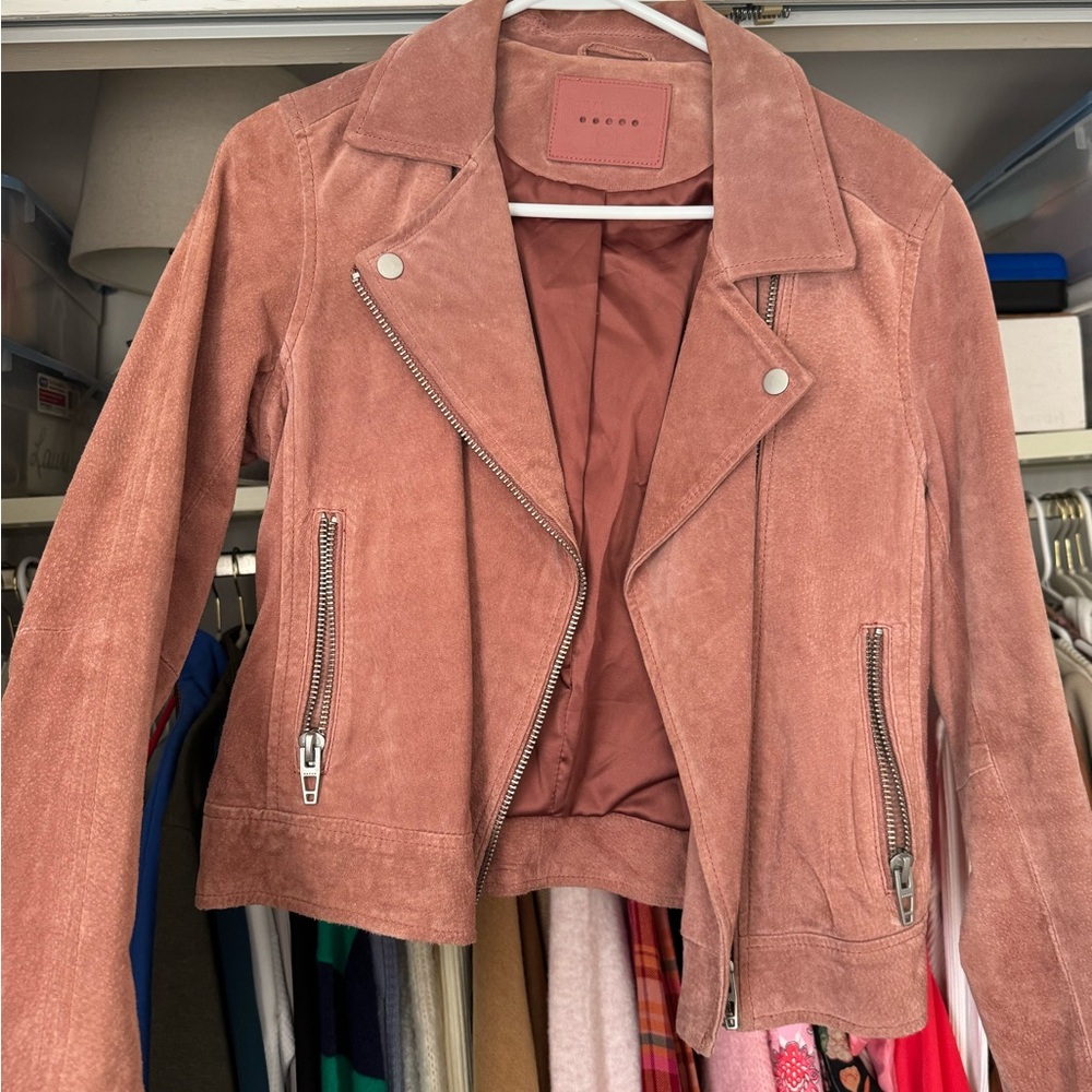 Blank NYC Pink Leather Jacket with Classic Collar
